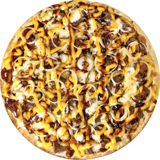 Pizza Burguer Cheddar vista de cima