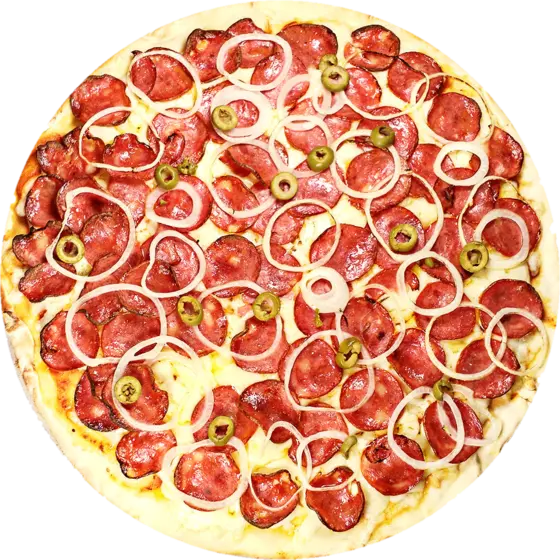 Pizza Calabresa vista de cima