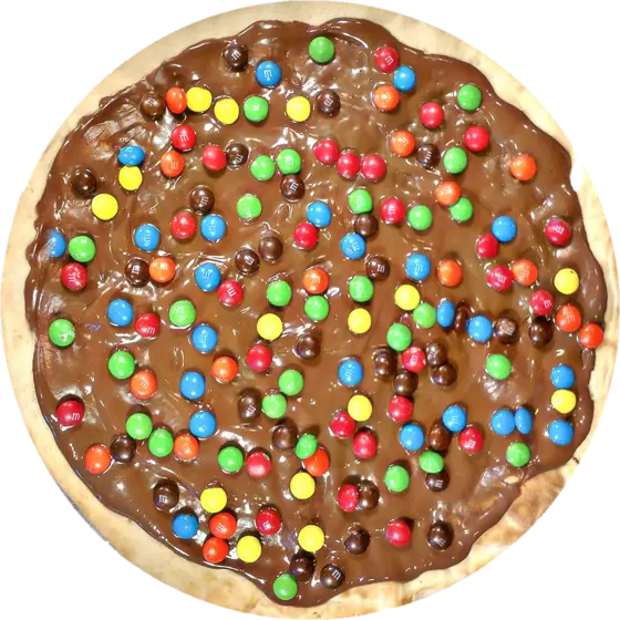 Pizza M&Ms vista de cima